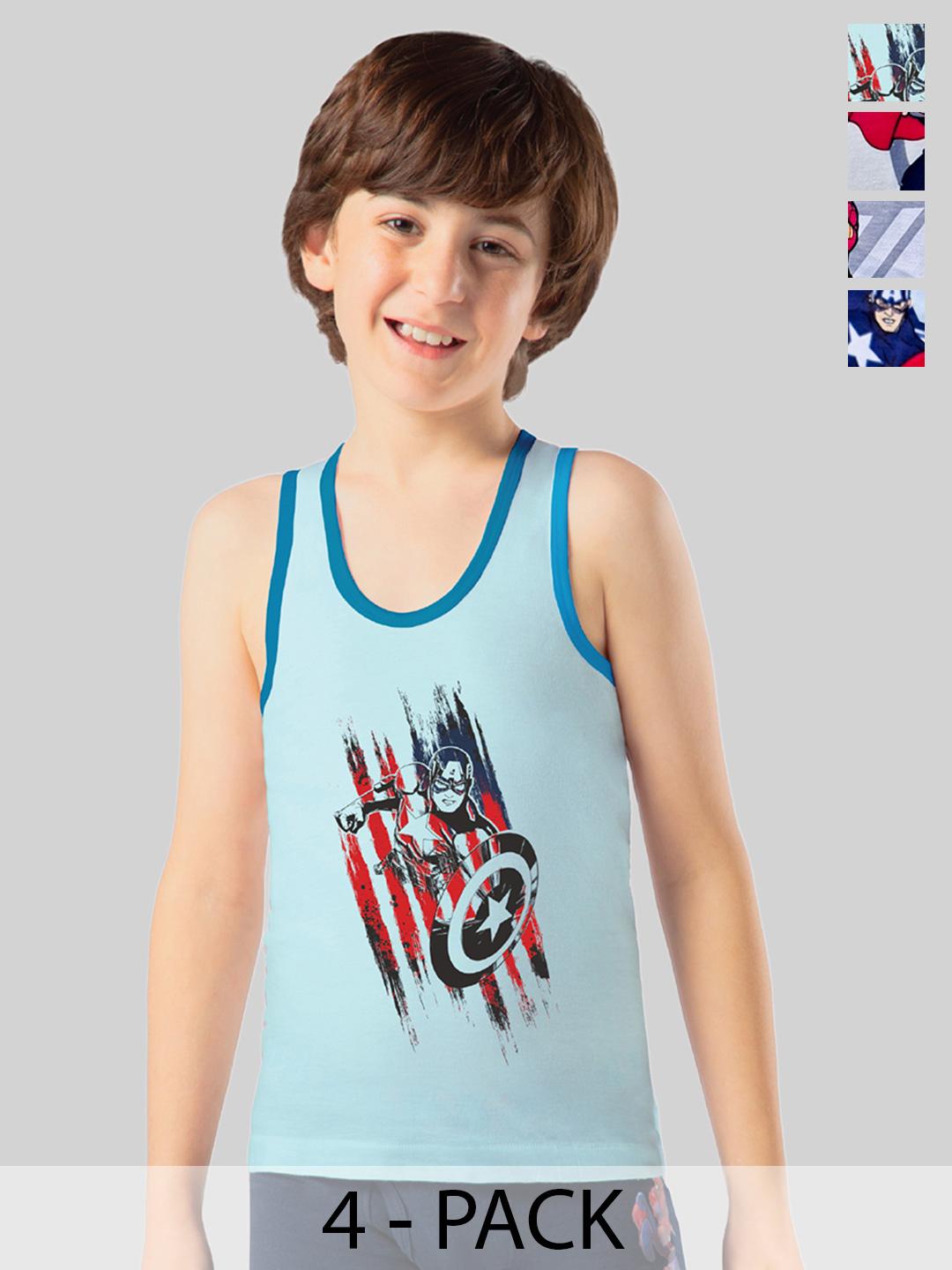 Buy AMUL COMFY Boys Pack Of 4 Printed Pure Cotton Assorted Innerwear Vests -  - Apparel for Boys