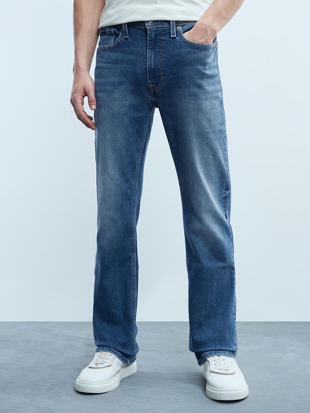 Flying Machine Men Bootcut Mid-Rise Light Fade Stretchable Jeans