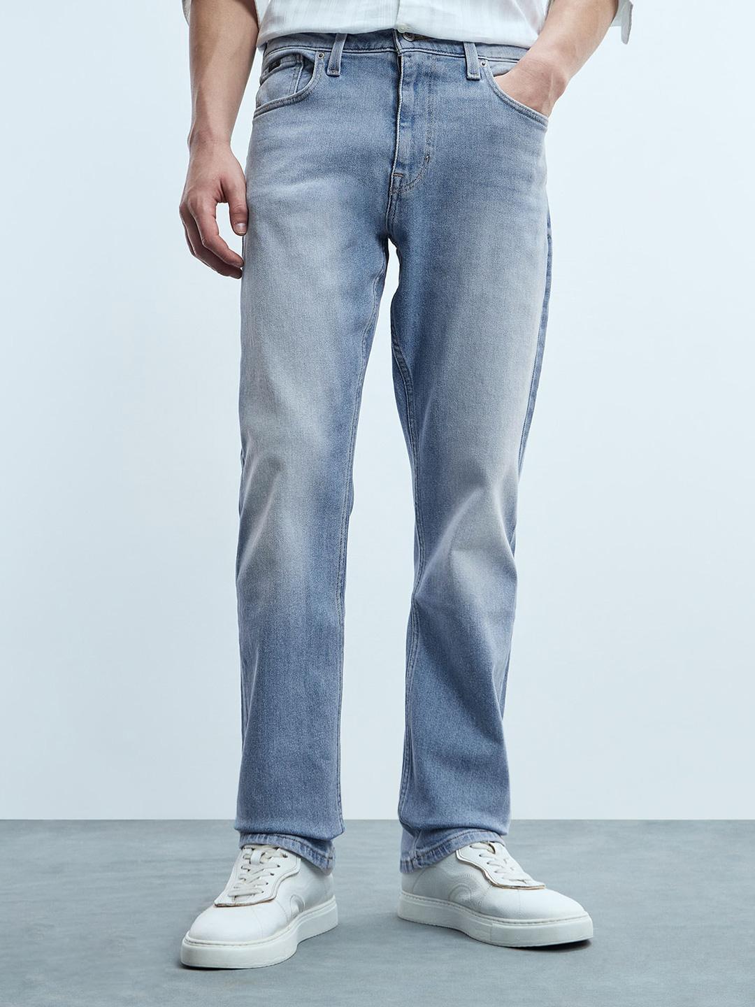 Flying Machine Men Straight Fit Mid-Rise Light Fade Stretchable Jeans