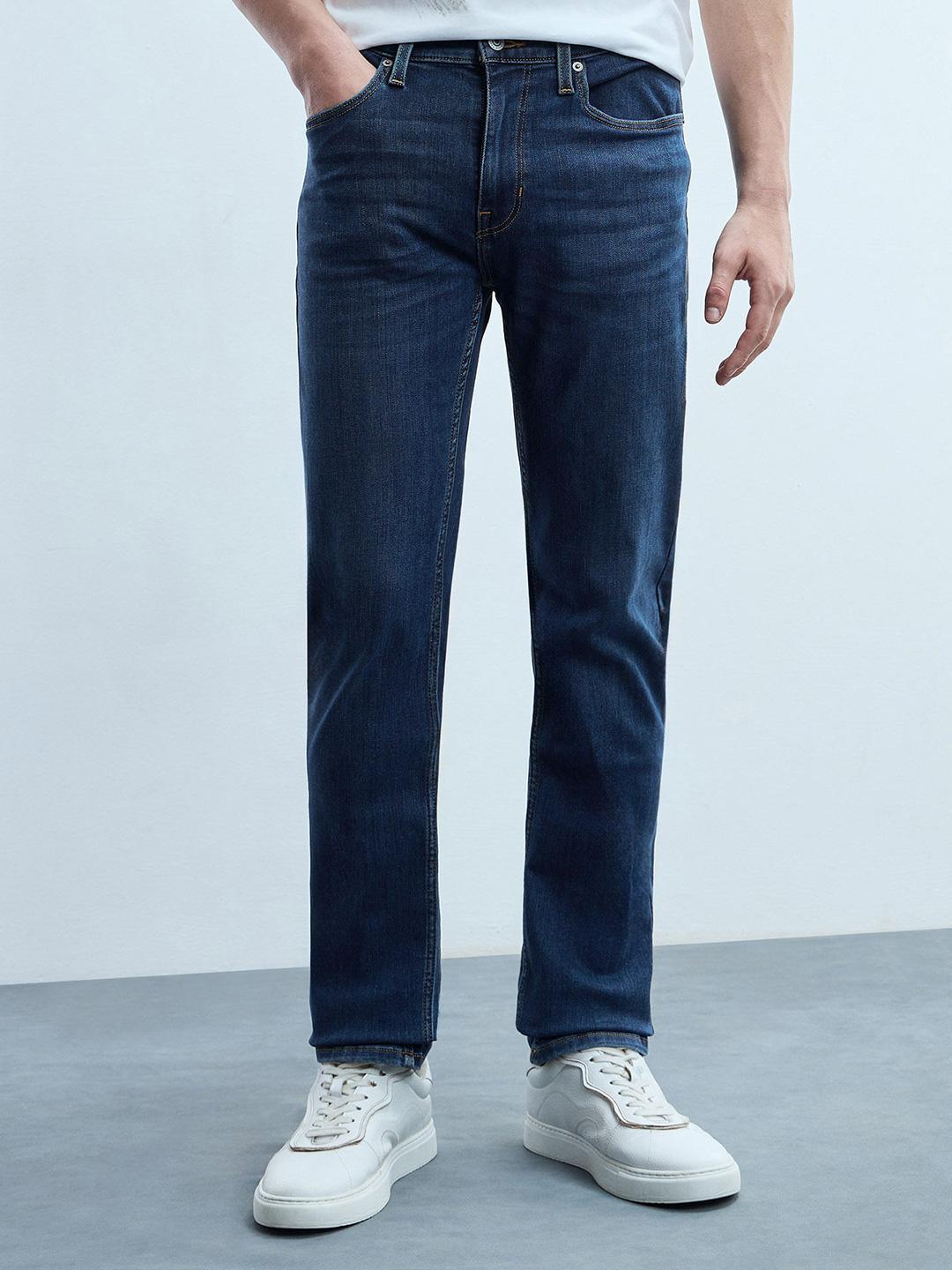 Flying Machine Men Straight Fit Mid-Rise Light Fade Stretchable Jeans
