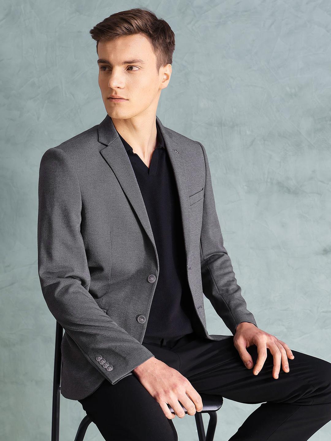 Men's Teal Single-Breasted Slim Fit Blazer with Notched Lapel