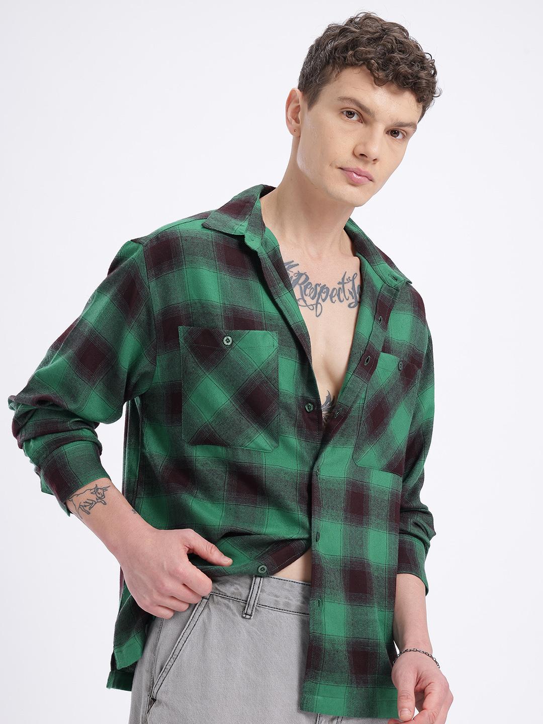 glitchez Tartan Checked Oversized Shirt