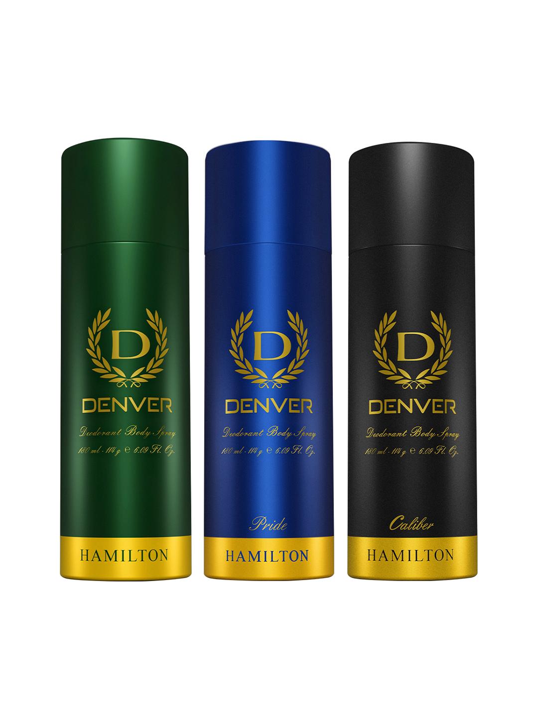Buy Denver Men Combo Of 3 Deodorant Spray Hamilton + Pride + Caliber 180 Ml Each - - Personal Care for Men