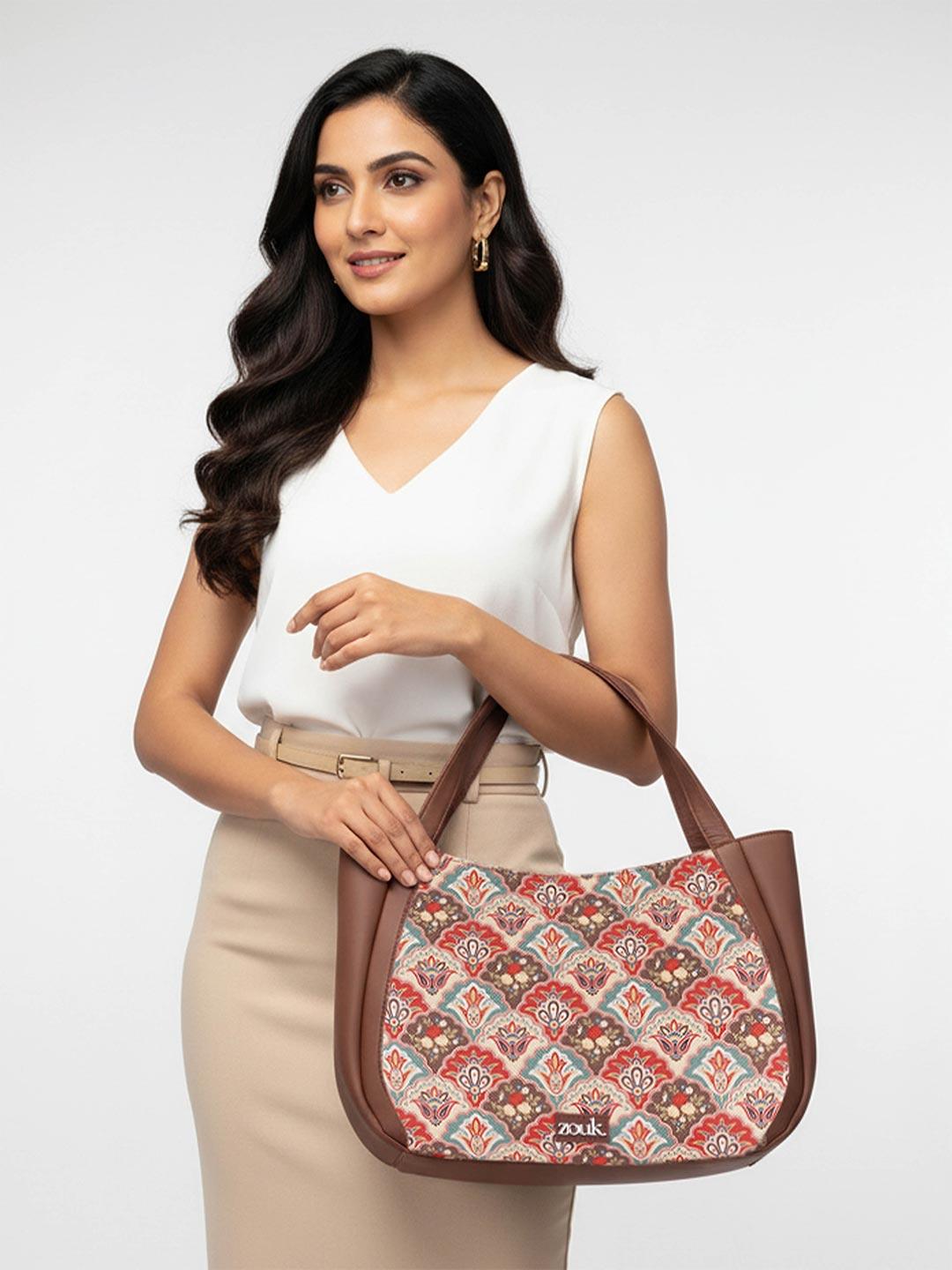 Buy ZOUK Multicolor Ethnic Motifs Printed Structured Jute Shoulder Bag Handbag - - Accessories for Women