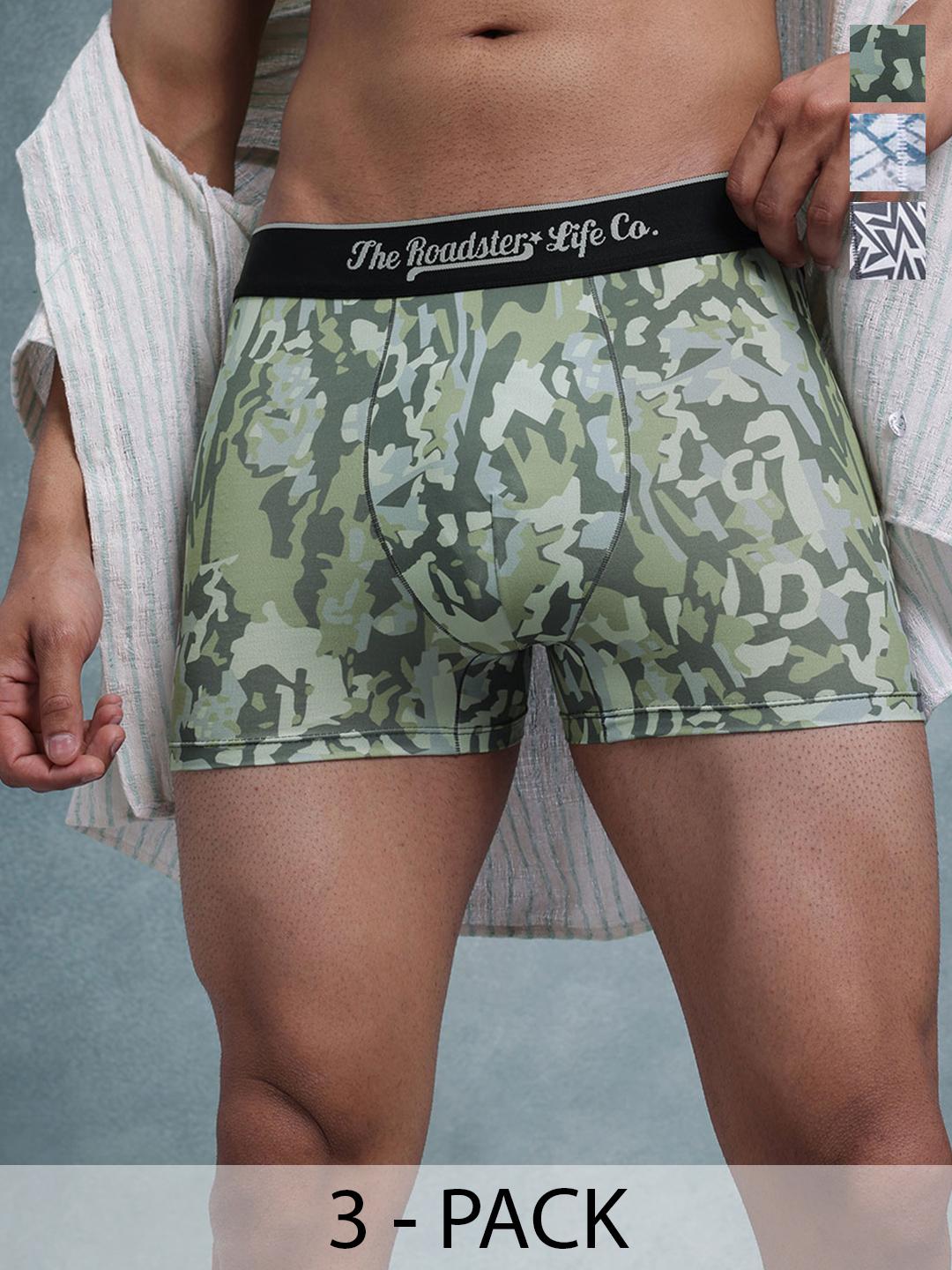 Buy The Roadster Lifestyle Co Pack Of 3 Printed Breathable Trunks - - Apparel for Men
