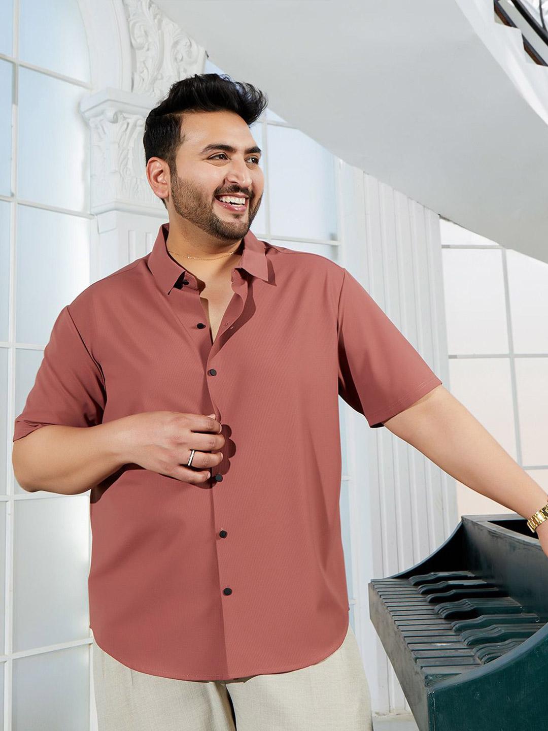 Instafab Plus Men Comfort Fit Spread Collar Textured Casual Shirt