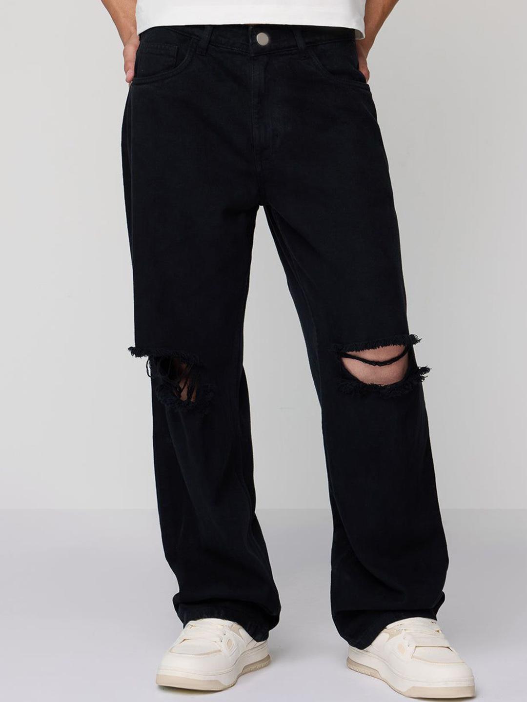 Xee Men Cotton Loose Slash Knee Stretchable Jeans