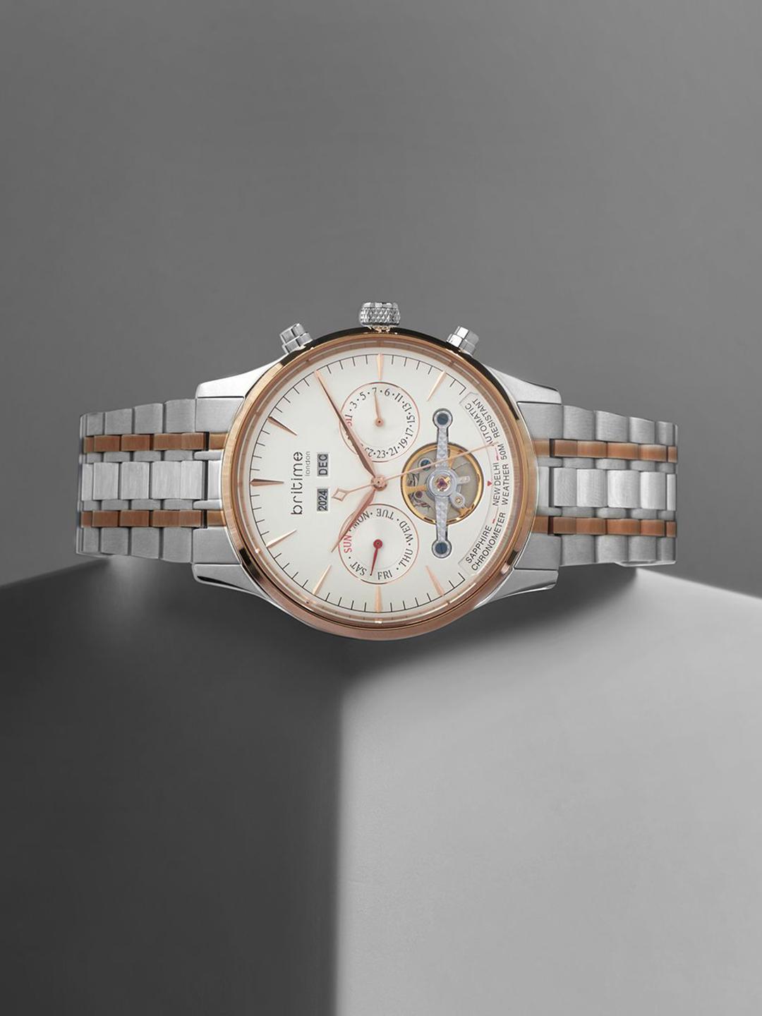 Buy Britime Men Automatic Dial & Stainless Steel Bracelet Style Straps ...