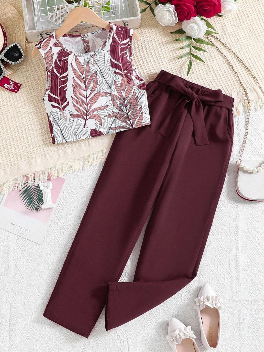 Buy BAESD Girls Floral Printed Top With Trousers - - Apparel for Girls