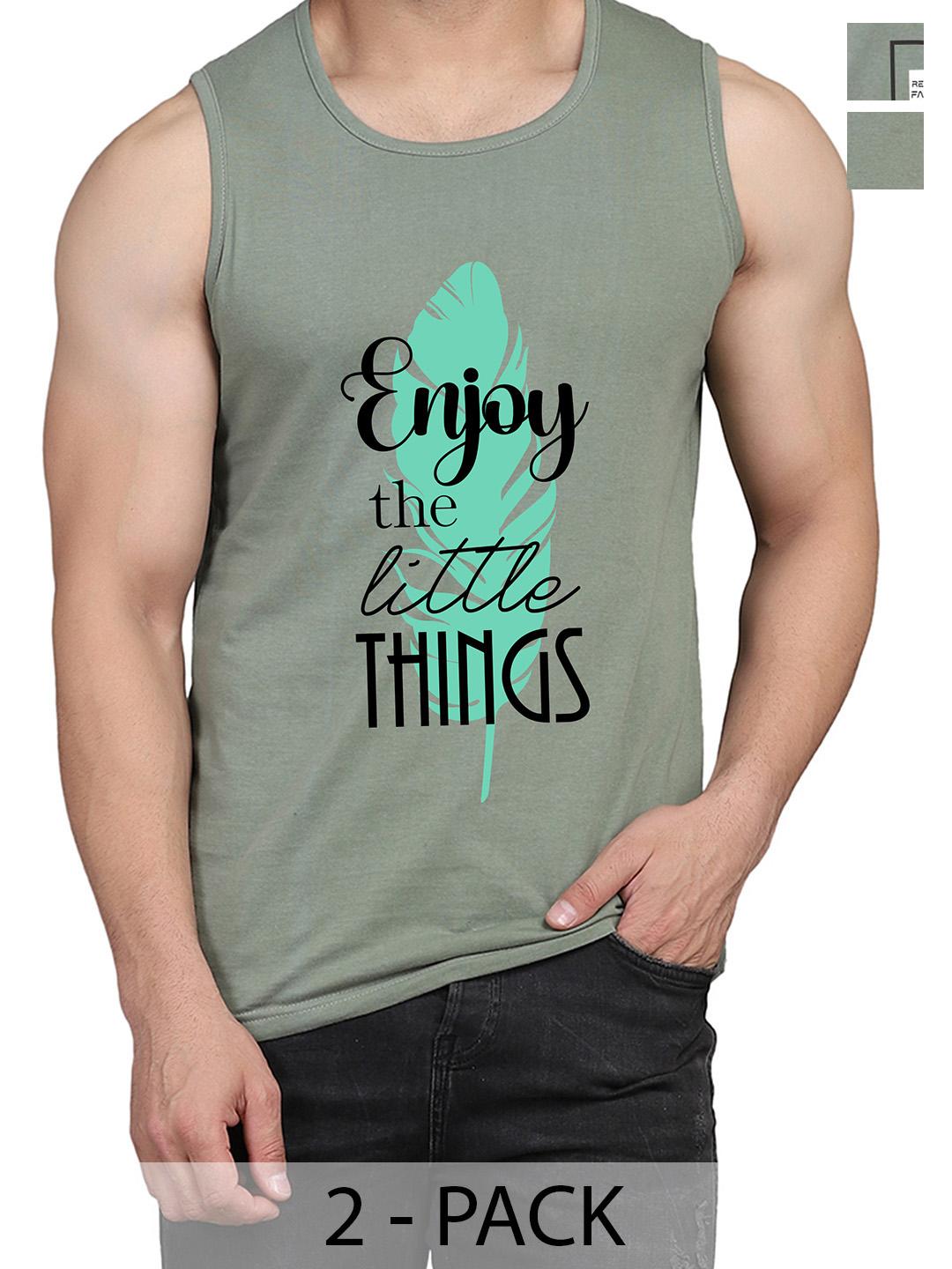 Buy WOOSTRO Pack Of 2 Printed Cotton Innerwear Vests RS26 (ENJOY LGTGREEN)(HARD LGTGREEN) -  - Apparel for Men