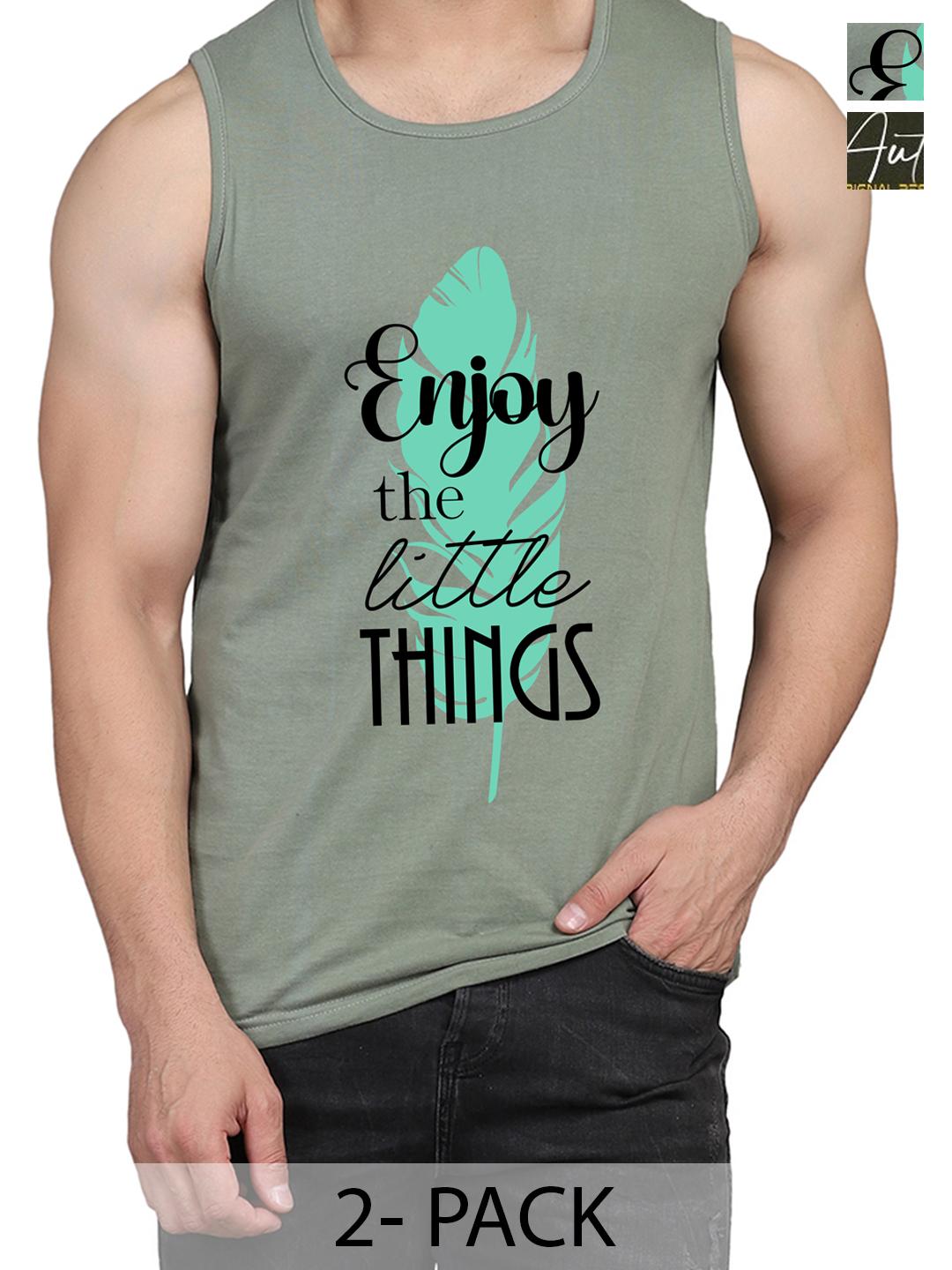 Buy WOOSTRO Pack Of 2 Printed Gym Vests RS26 (ENJOY LGTGREEN)(98 OLIVE) -  - Apparel for Men