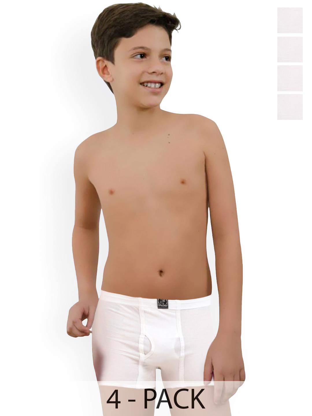Buy Inner Element Boys Pack Of 4 Pure Cotton Trunks BOY_MINI_TRUNK_WHITE_PK4_65 - - Apparel for Boys