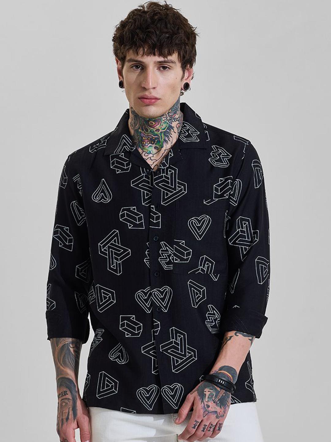 Snitch Men Opaque Printed Casual Shirt