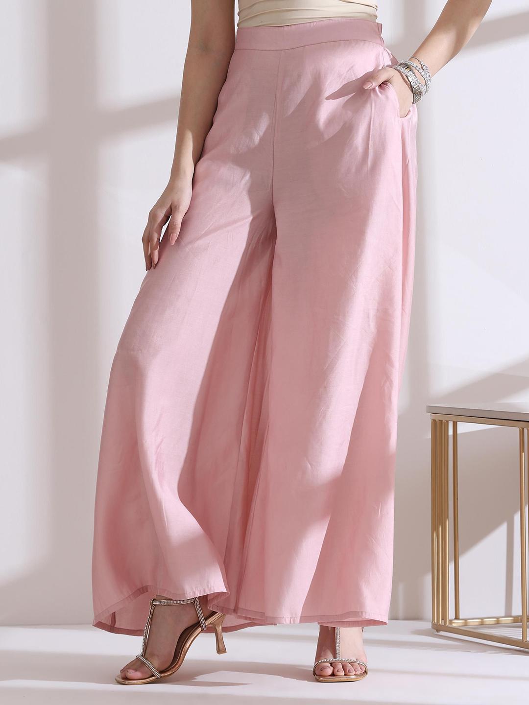 Pink Staight Fit Women Palazzo