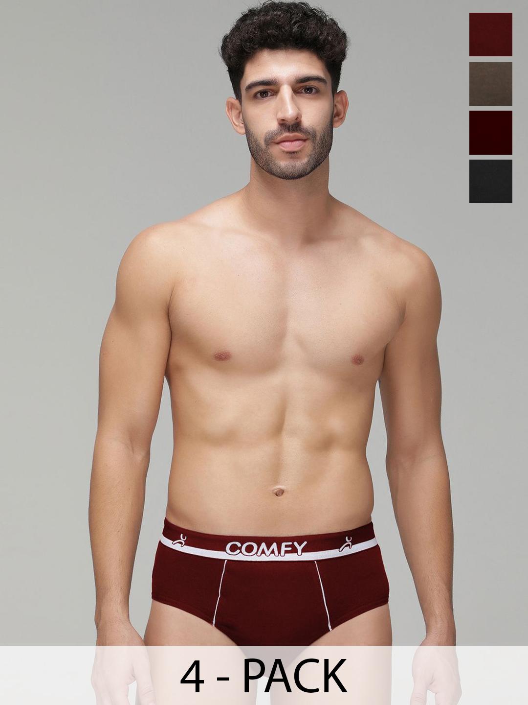 Buy AMUL COMFY Pack Of 4 Mid Rise Cotton Basic Briefs - - Apparel for Men