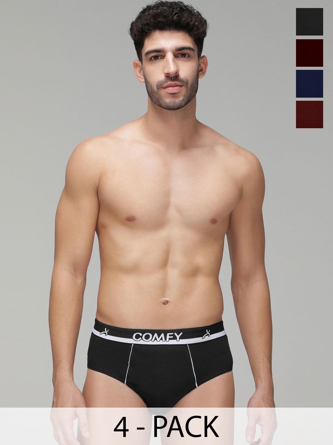 Buy AMUL COMFY Pack Of 4 Mid Rise Cotton Basic Briefs - - Apparel for Men