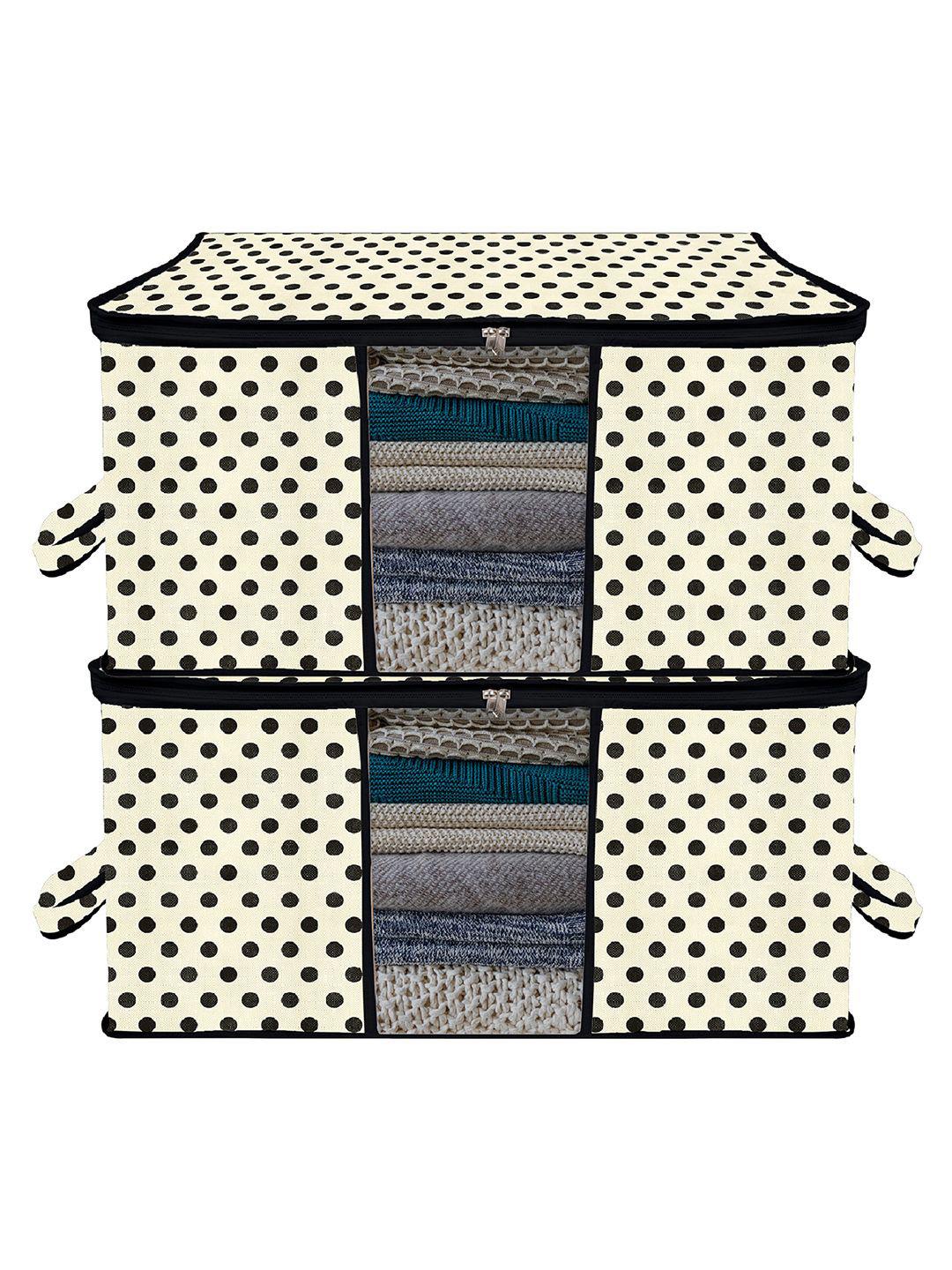 Buy Kuber Industries Cream Coloured & Black 2 Pieces Dots Printed Underbed Storage Bag -  - Home for Unisex