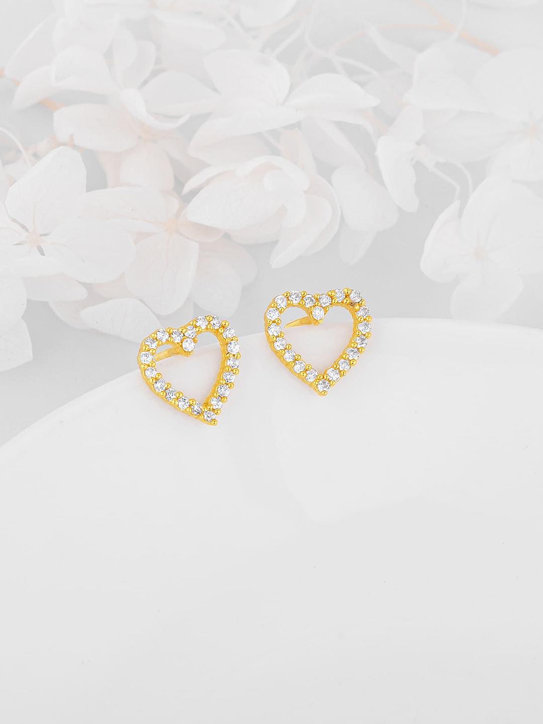 Buy GIVA 925 Silver Gold Plated Zircon Studded Heart Shaped Studs Earrings - - Accessories for Women
