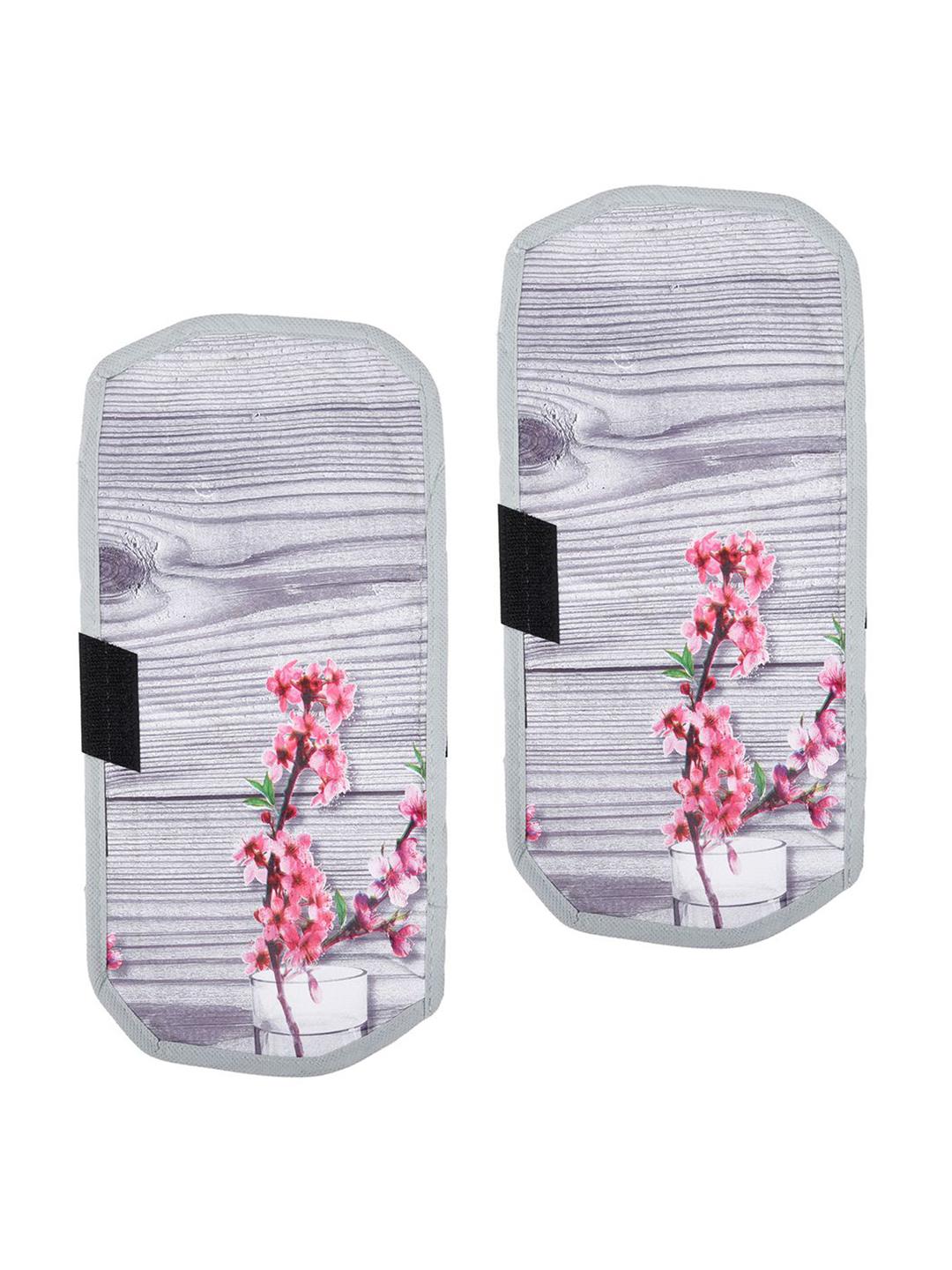 Buy Kuber Industries Grey & Pink 2 Pieces Floral Printed Fridge Handle Covers - - Home for Unisex
