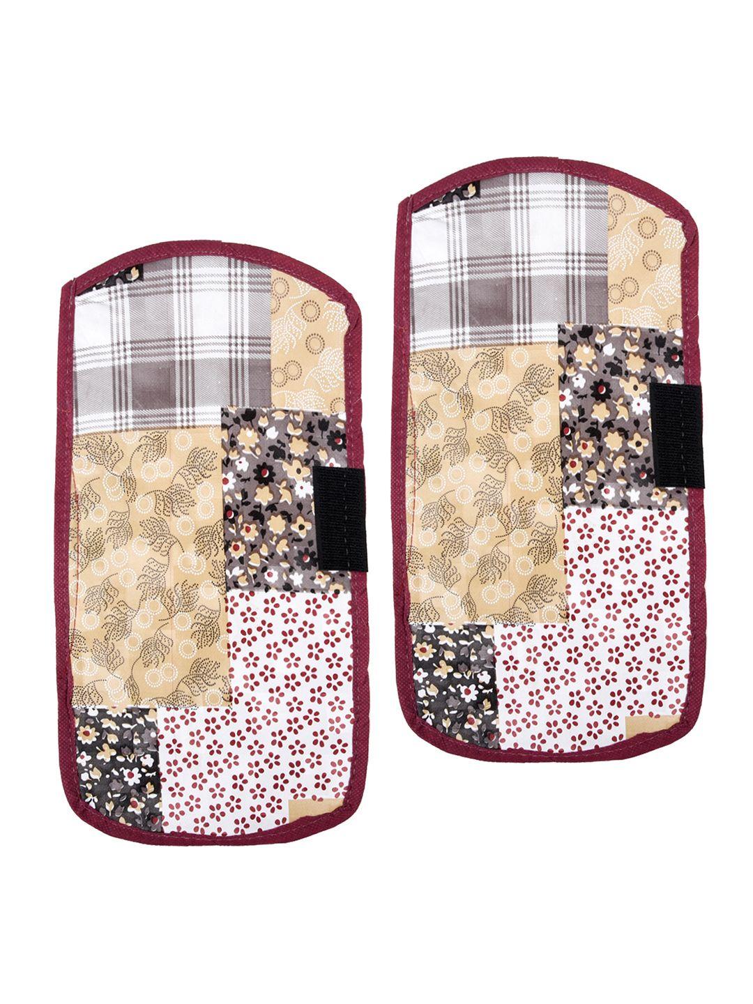 Buy Kuber Industries White & Maroon 2 Pieces Floral Printed Fridge Handle Covers - - Home for Unisex
