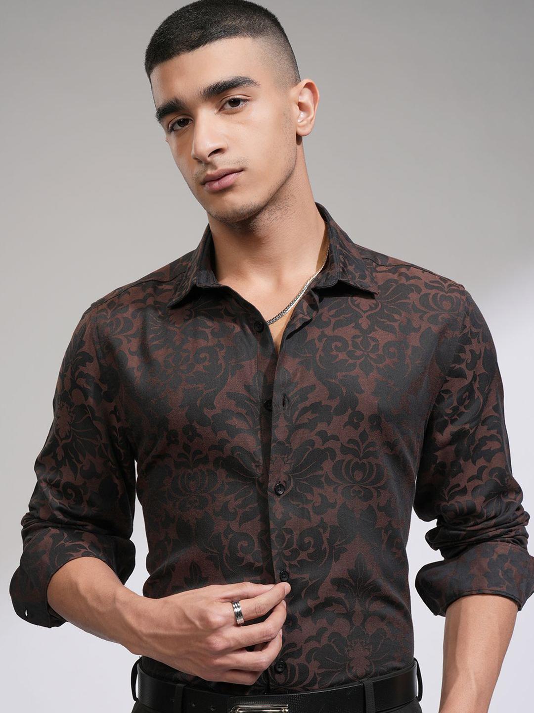 HIGHLANDER Men Slim Fit Floral Opaque Printed Casual Shirt