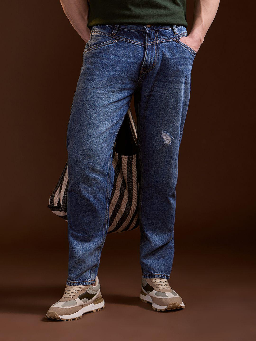 THE BEAR HOUSE Men Relaxed Fit Low Distress Jeans