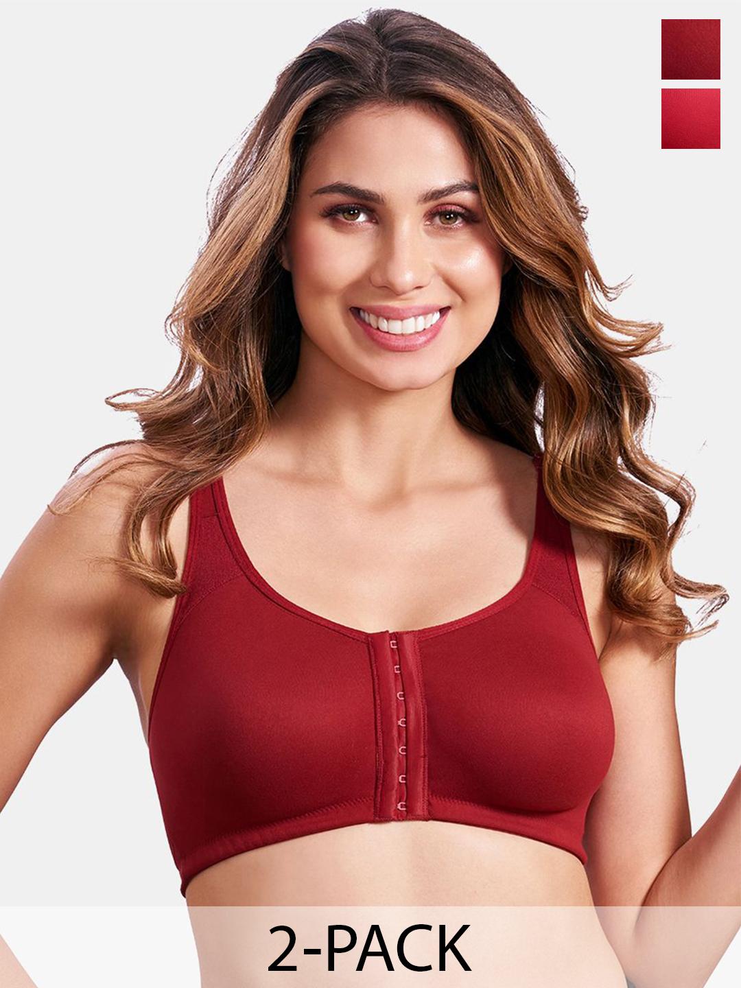 Buy MAROON Pack Of 2 Non Wired Non Padded Front Open Back Support Magic Bra -  - Apparel for Women