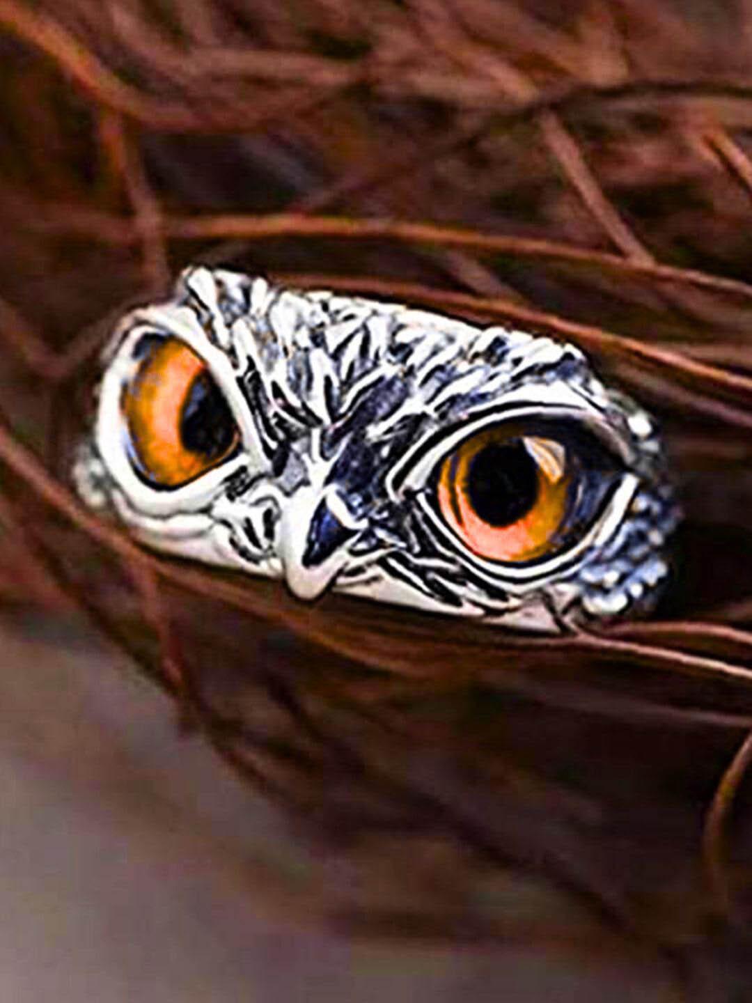 Buy The Roadster Lifestyle Co Men Silver Plated Eye Owl Shaped Finger Ring -  - Accessories for Men