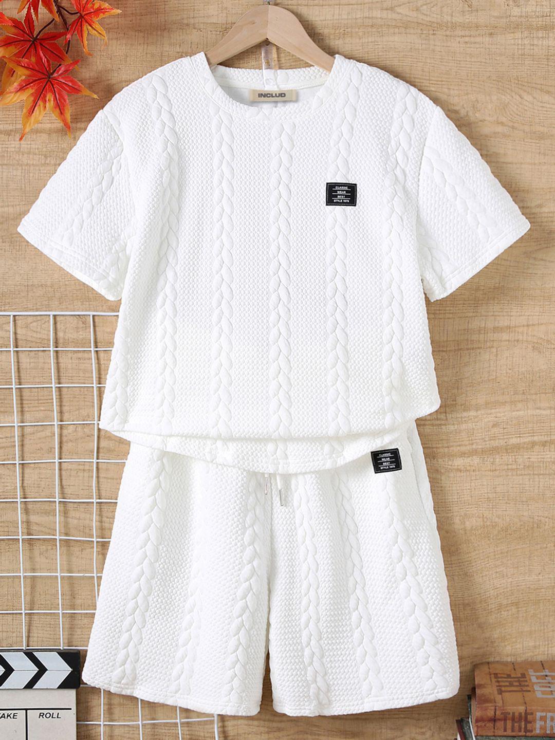Buy INCLUD Cable Knit Self Design T Shirt With Shorts -  - Apparel for Boys