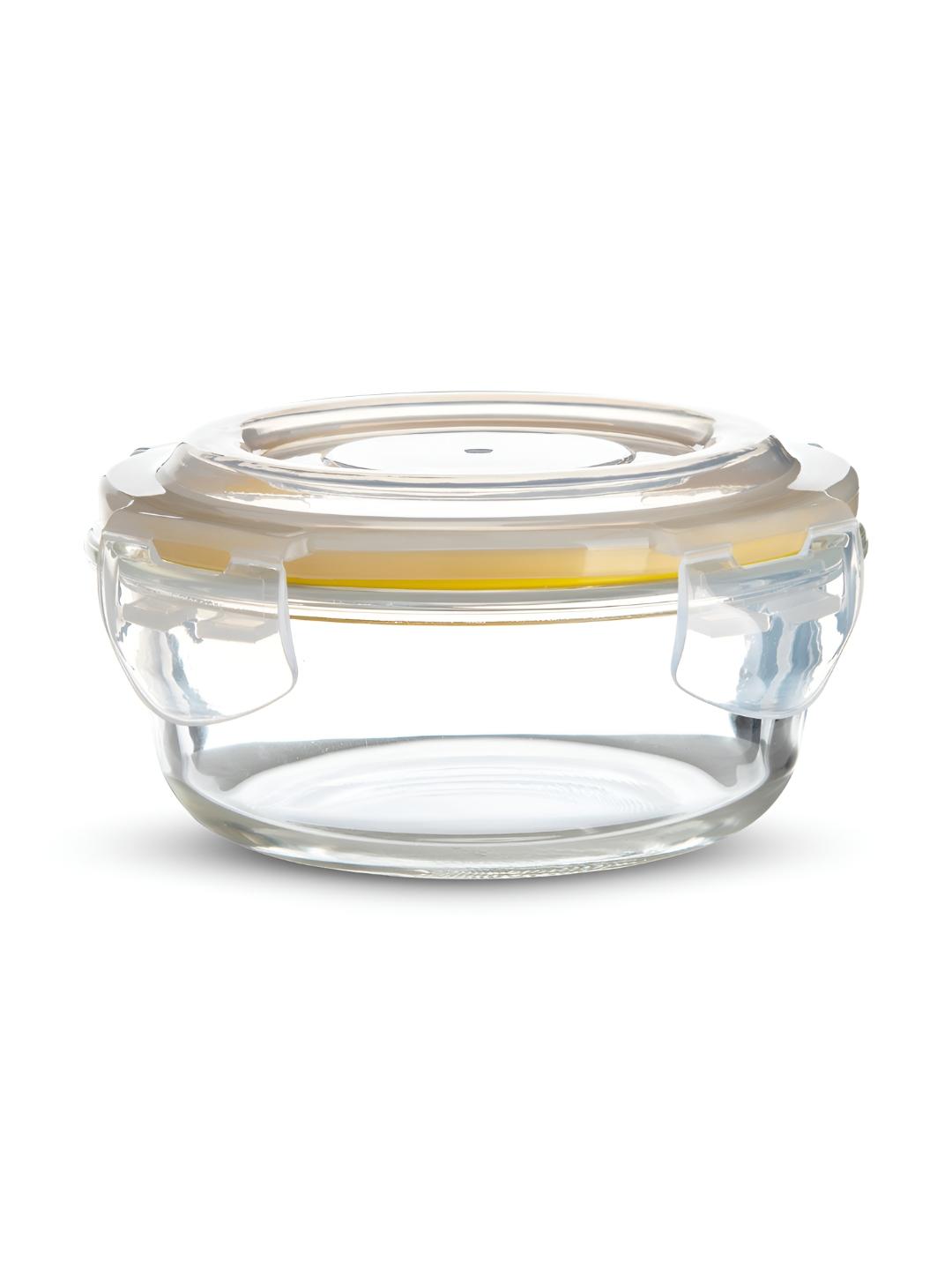 BERGNER Bergner Transparent Borosilicate Glass Microwave Safe Clip-On Fridge Container-400ml Rs. 199 - Myntra