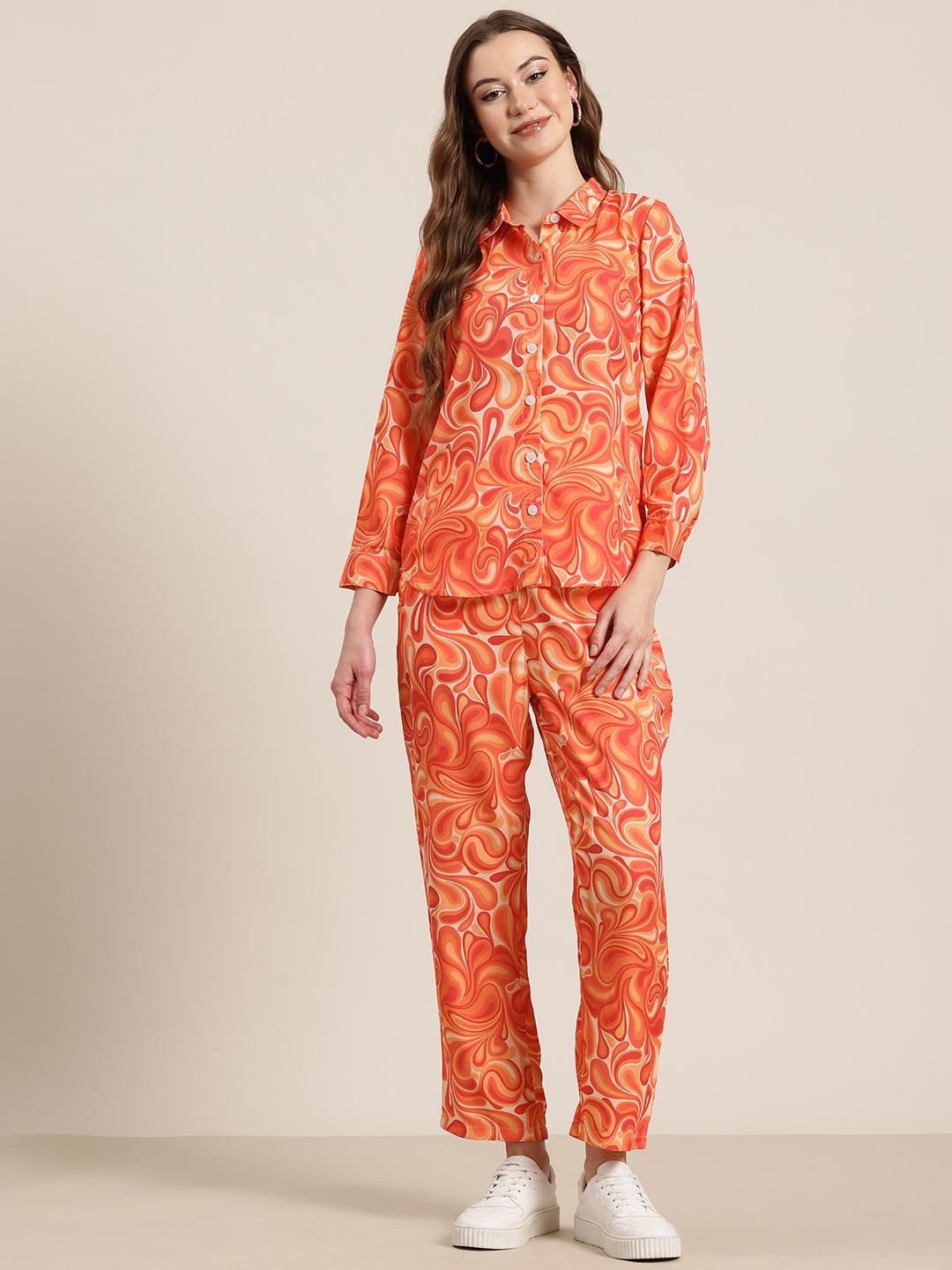 Women Printed Shirt With Trousers Co-Ords