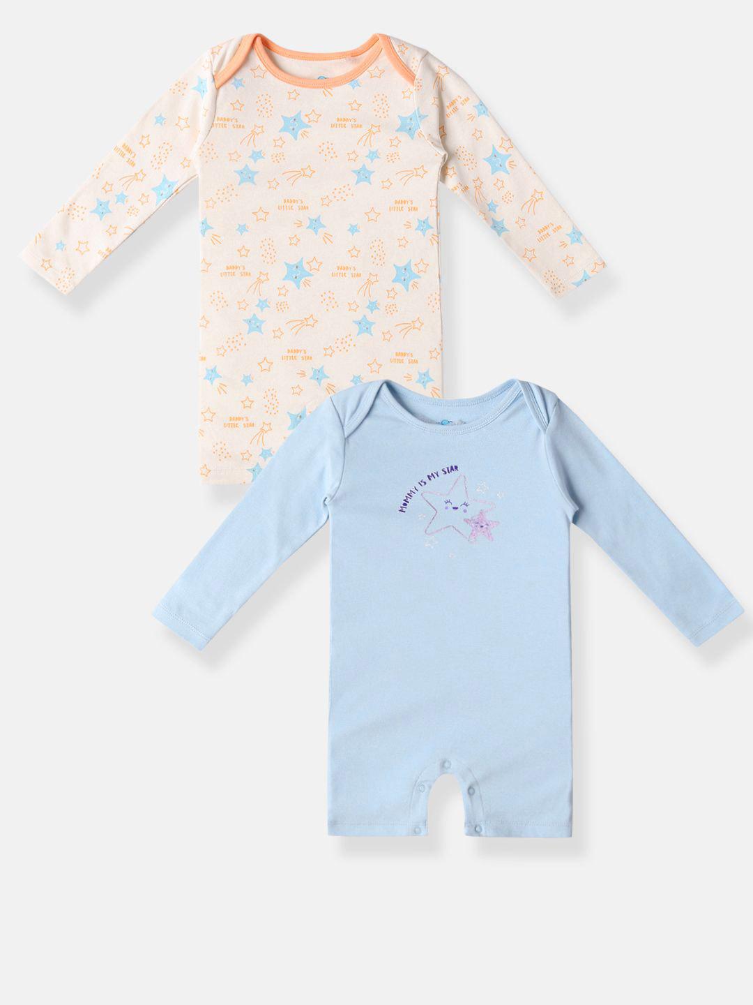 Buy Nautinati Infants Pack Of 2 Soft Cotton Printed Rompers With Snap Buttons - - Apparel for Unisex Kids