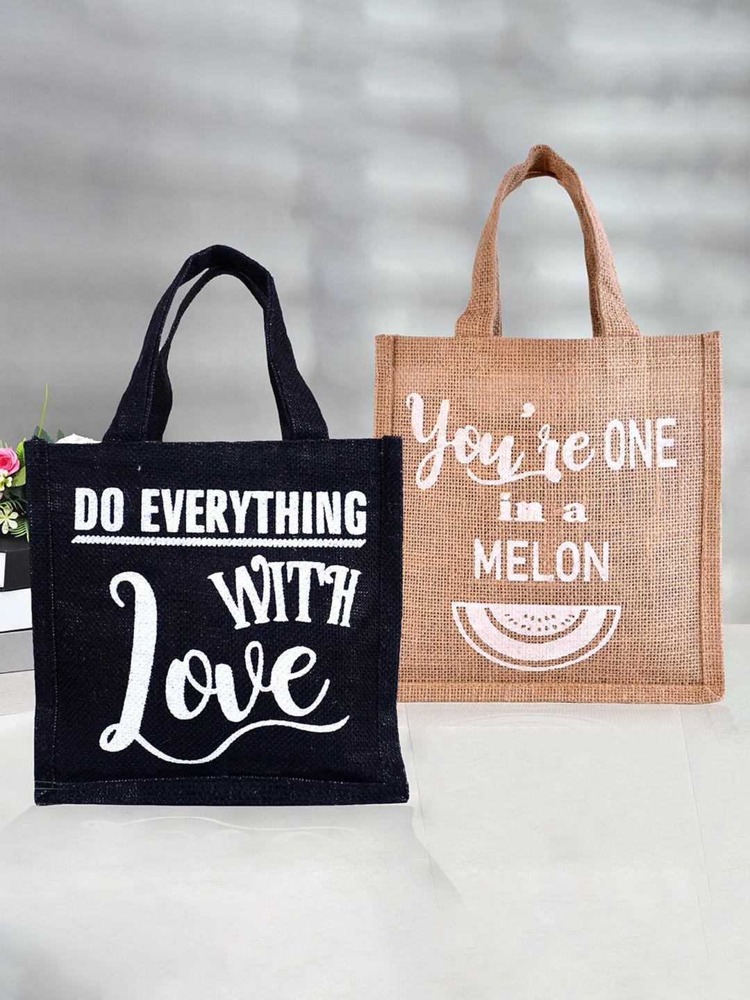 Buy Kuber Industries Set Of 2 Typography Printed Lunch Bags For Office With Handle -  - Accessories for Unisex