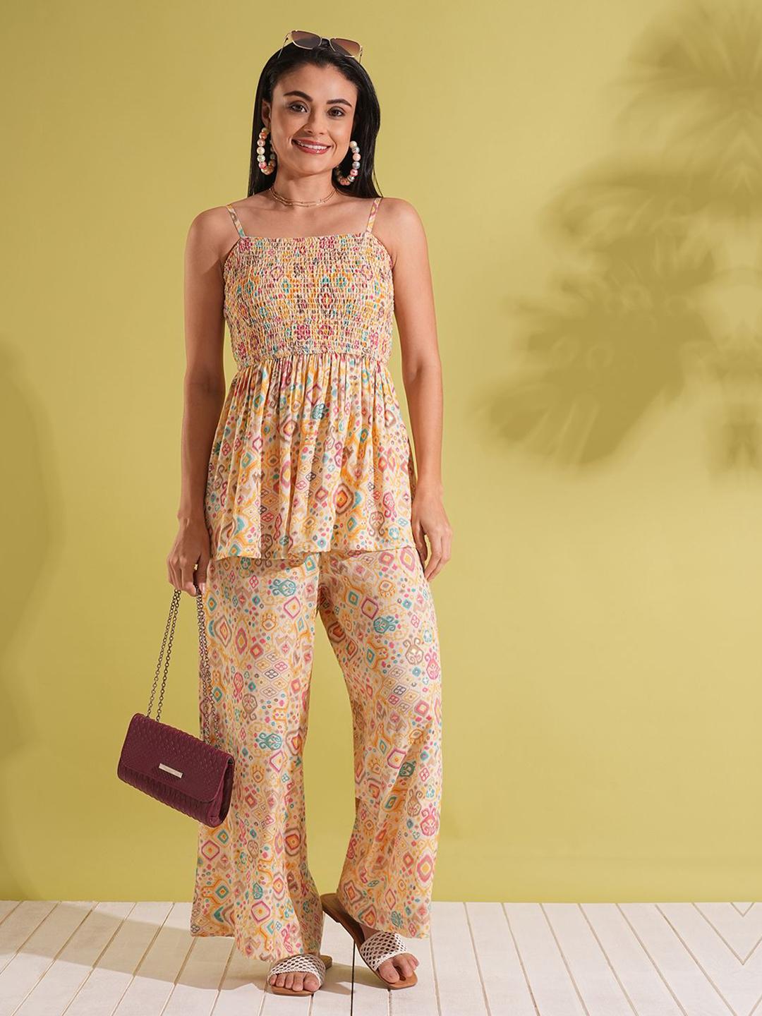 Embroidered Shoulder Straps Sleeveless Top With Palazzos Co-Ords main image 1
