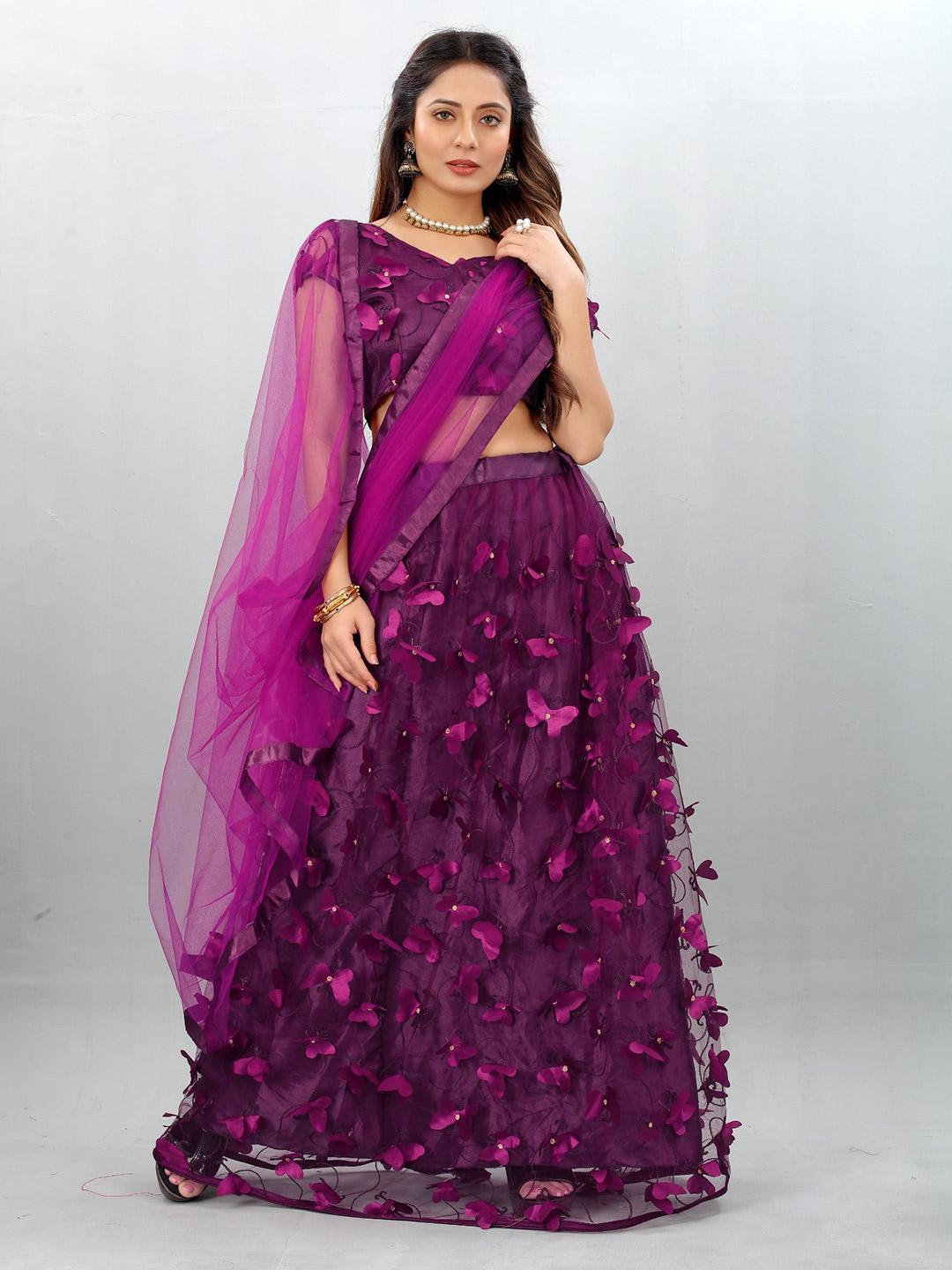 Embroidered Beads and Stones Semi‑Stitched Lehenga & Unstitched Blouse with Dupatta main image 0