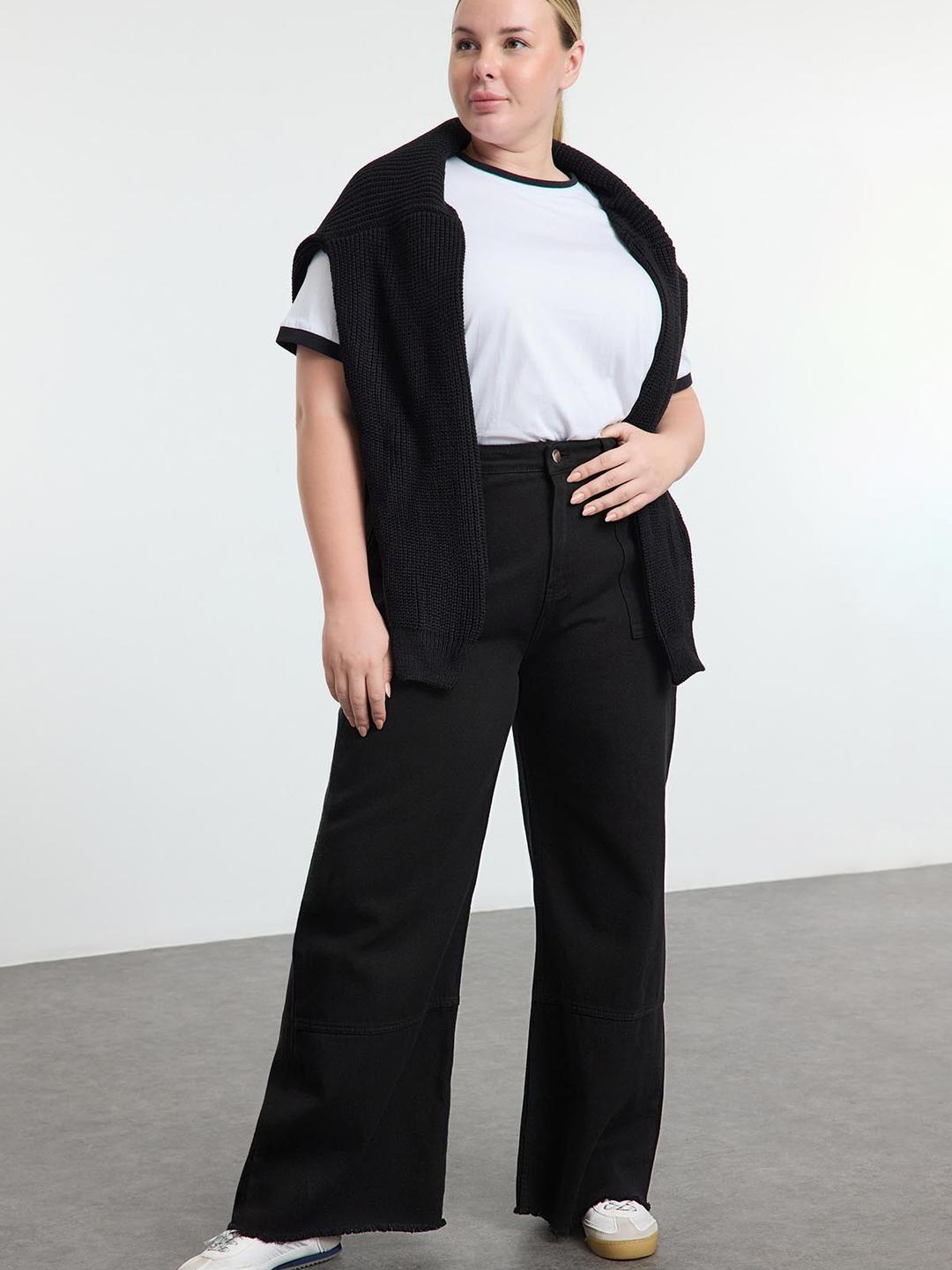 Trendyol Women Plus Size Cotton High Waist Wide Leg Jeans