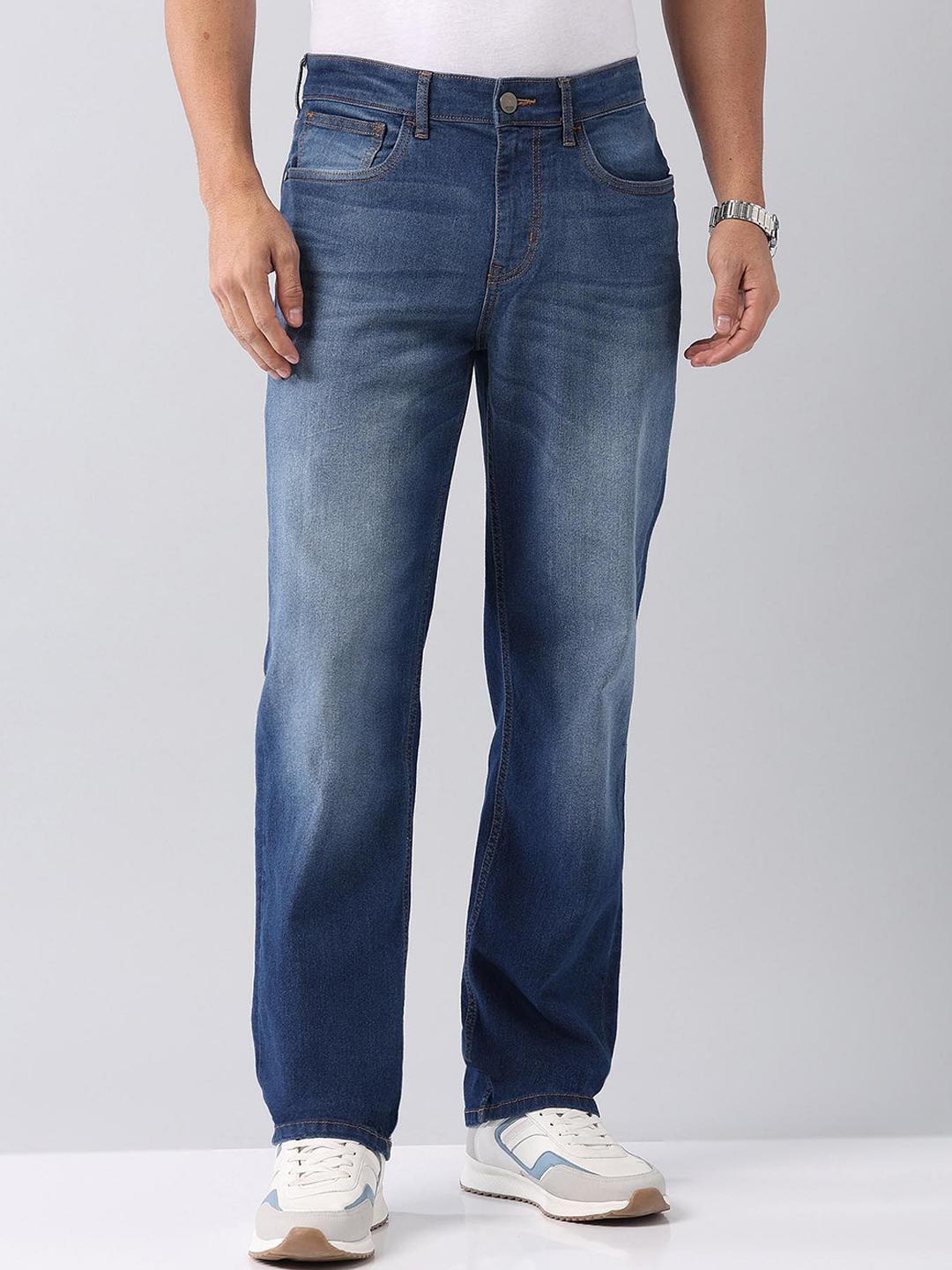AD By Arvind Men Relaxed Fit Low Distress Heavy Fade Jeans