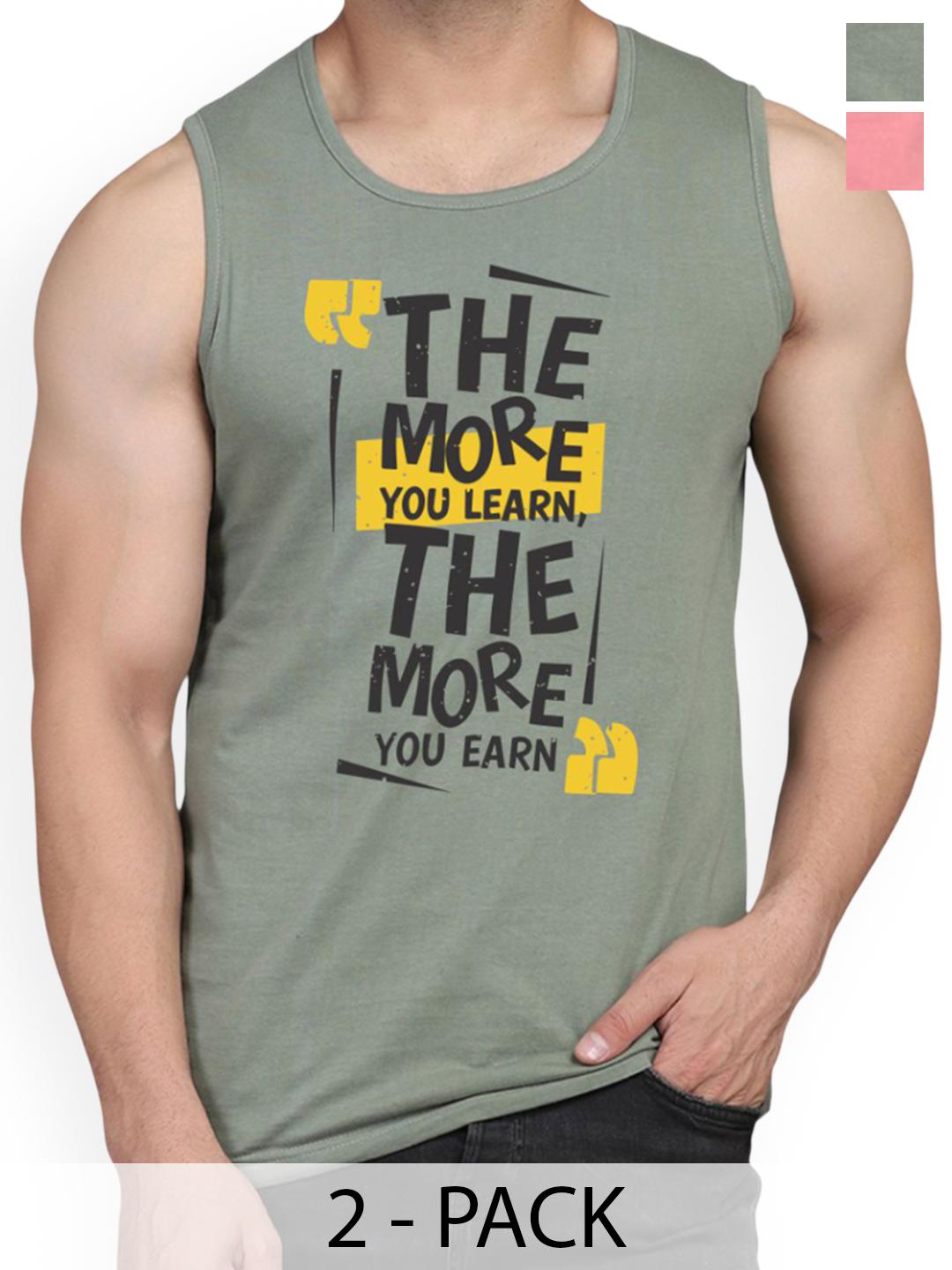 Buy WOOSTRO Pack Of 2 Printed Innerwear Vests RS26 CMB (MORE LGTGREEN) (MORE PEACH) - - Apparel for Men