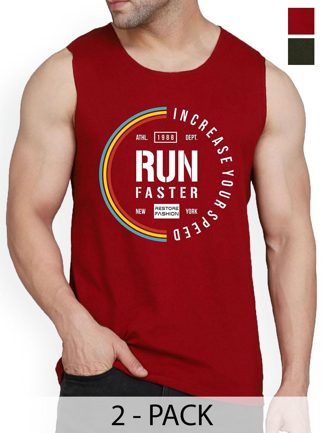 Buy Woostro Pack Of 2 Printed Pure Combed Cotton Gym Vests -  - Apparel for Men