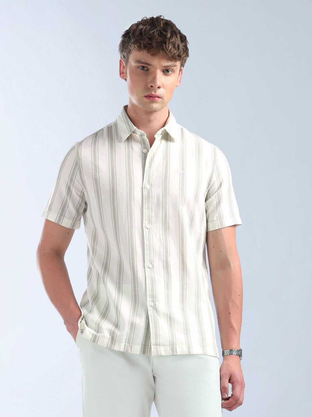 Flying Machine Vertical Striped Dobby Shirt
