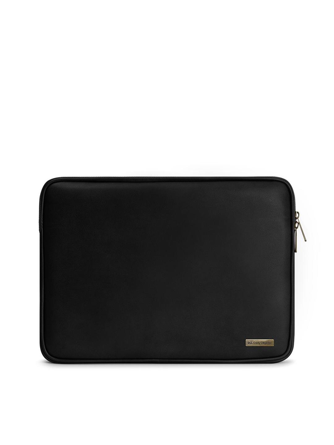 Buy DailyObjects Black Vegan Leather Zippered Sleeve For Laptop/macbook 35.56cm (14 Inch) - - Accessories for Unisex