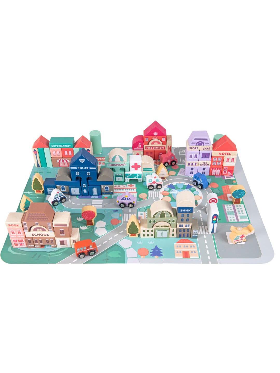 Buy Nesta Toys Kids 115 Pieces Wooden City Building Blocks - Activity ...