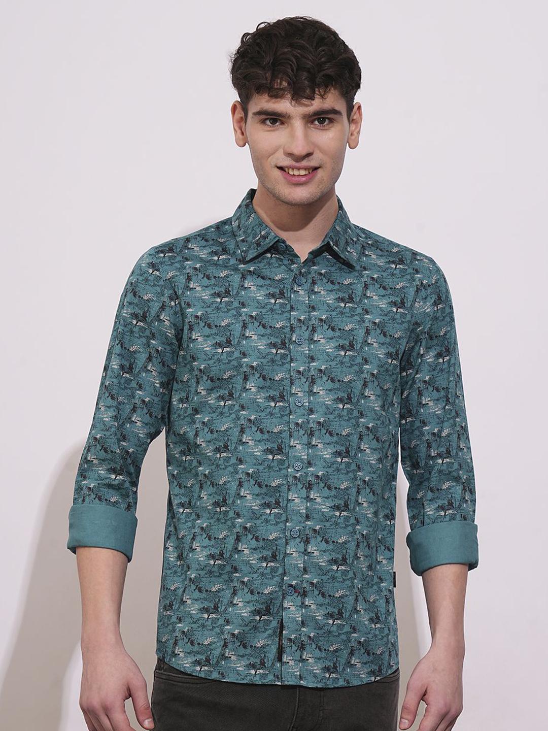 Being Human Men Classic Slim Fit Spread Collar Abstract Printed Cotton Casual Shirt