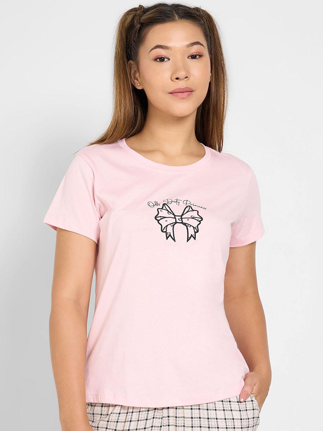 Buy Dreamz By Pantaloons Printed Round Neck Pure Cotton Lounge T Shirt - - Apparel for Women