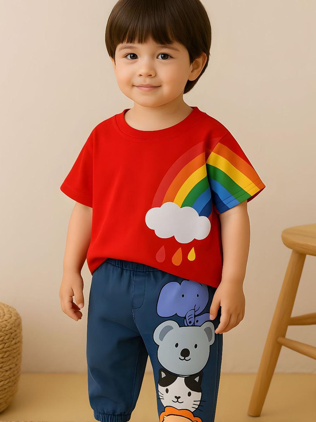 Buy Googo Gaaga Boys Printed Round Neck T Shirt With Jogger -  - Apparel for Boys