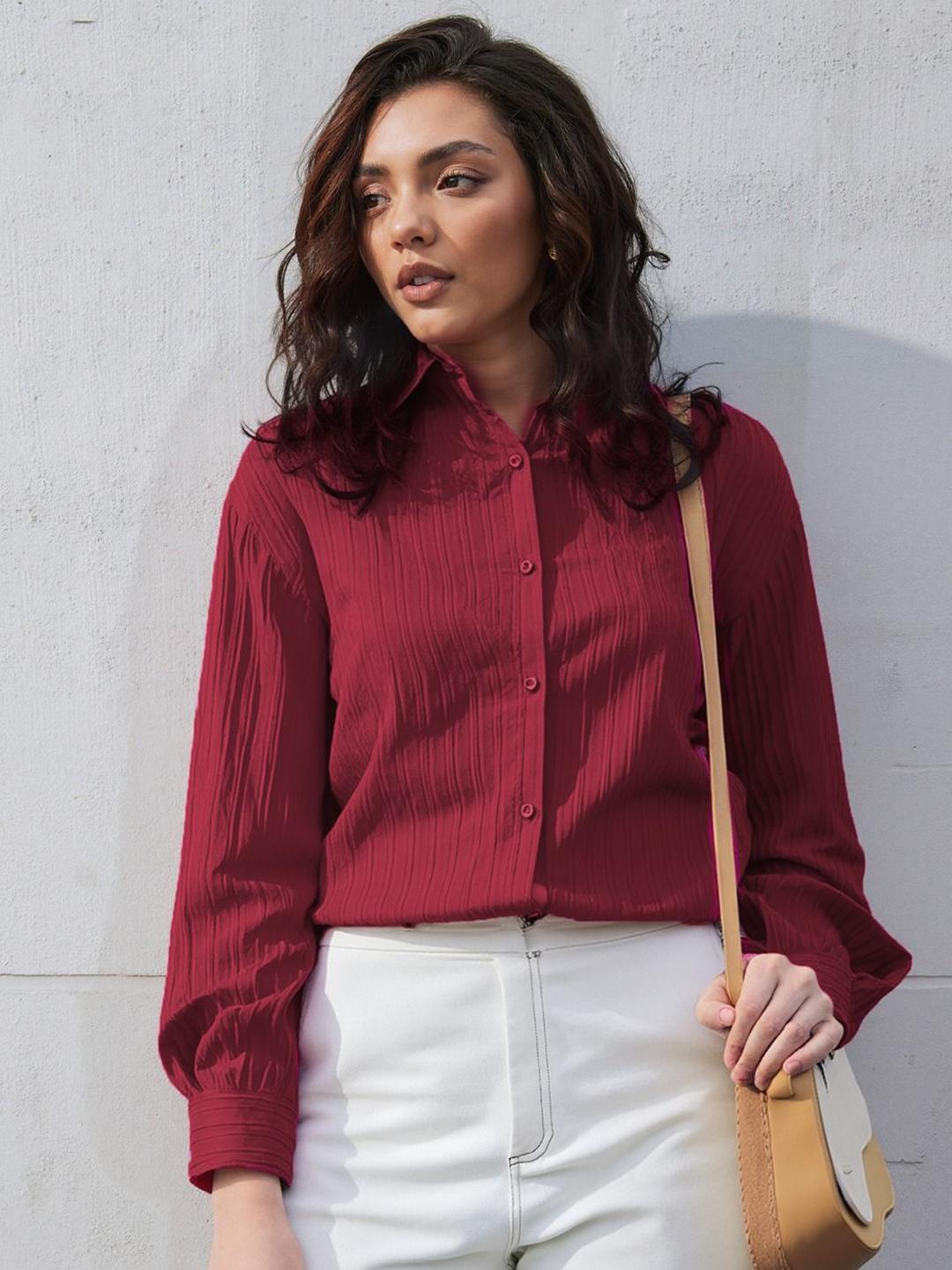 Uez 4 Fillable Buy DressBerry Women Classic Fit Textured Spread Collar Casual Shirt ...