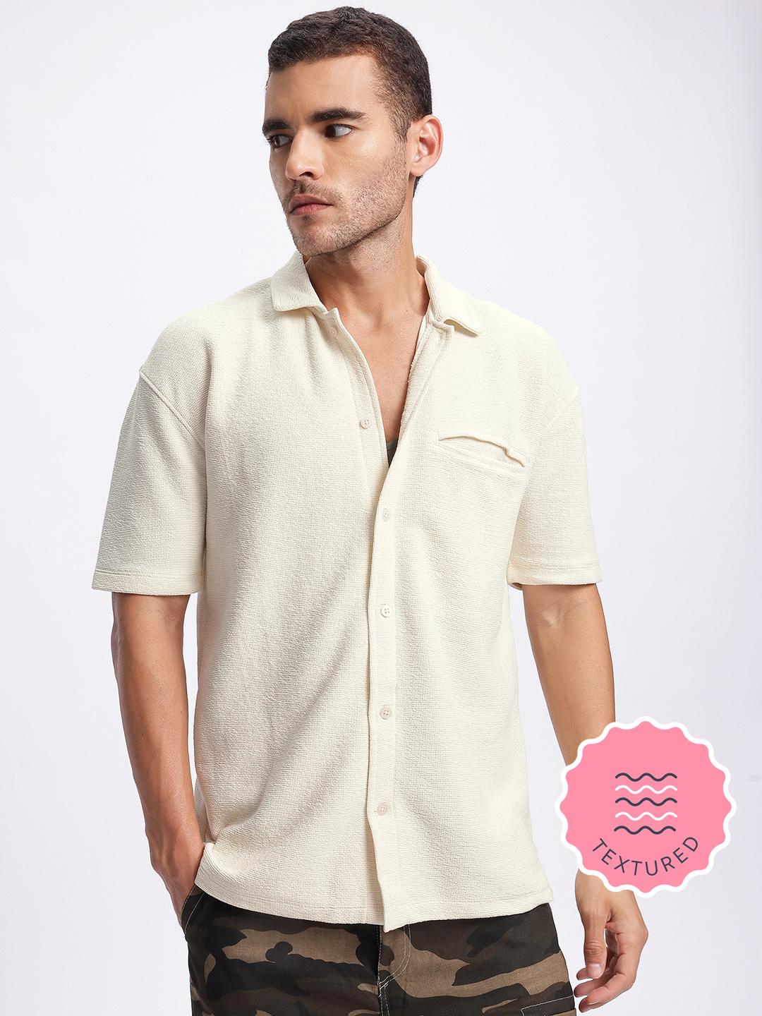 glitchez Laid-Back Layers Ottoman Textured Relaxed Shirt