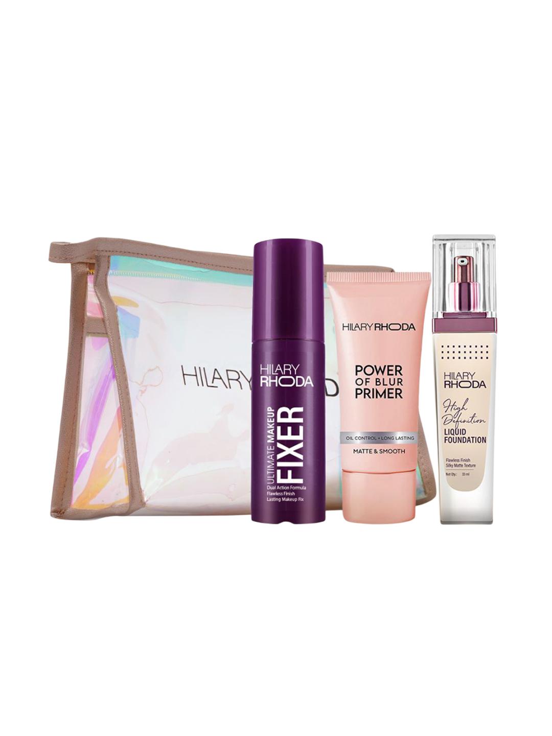 Buy Hilary Rhoda Set Of 4 Foundation, Primer, Makeup Fixer With Pouch ...