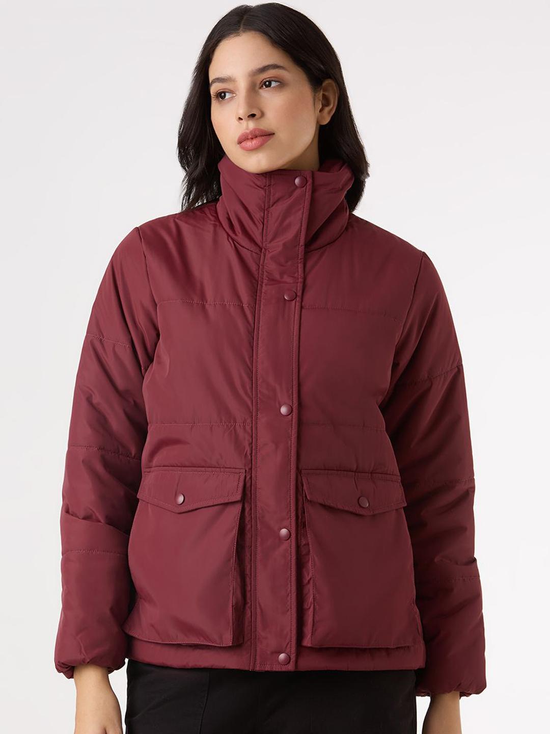 Pepe Jeans Women Stand Collar Solid Puffer Jacket