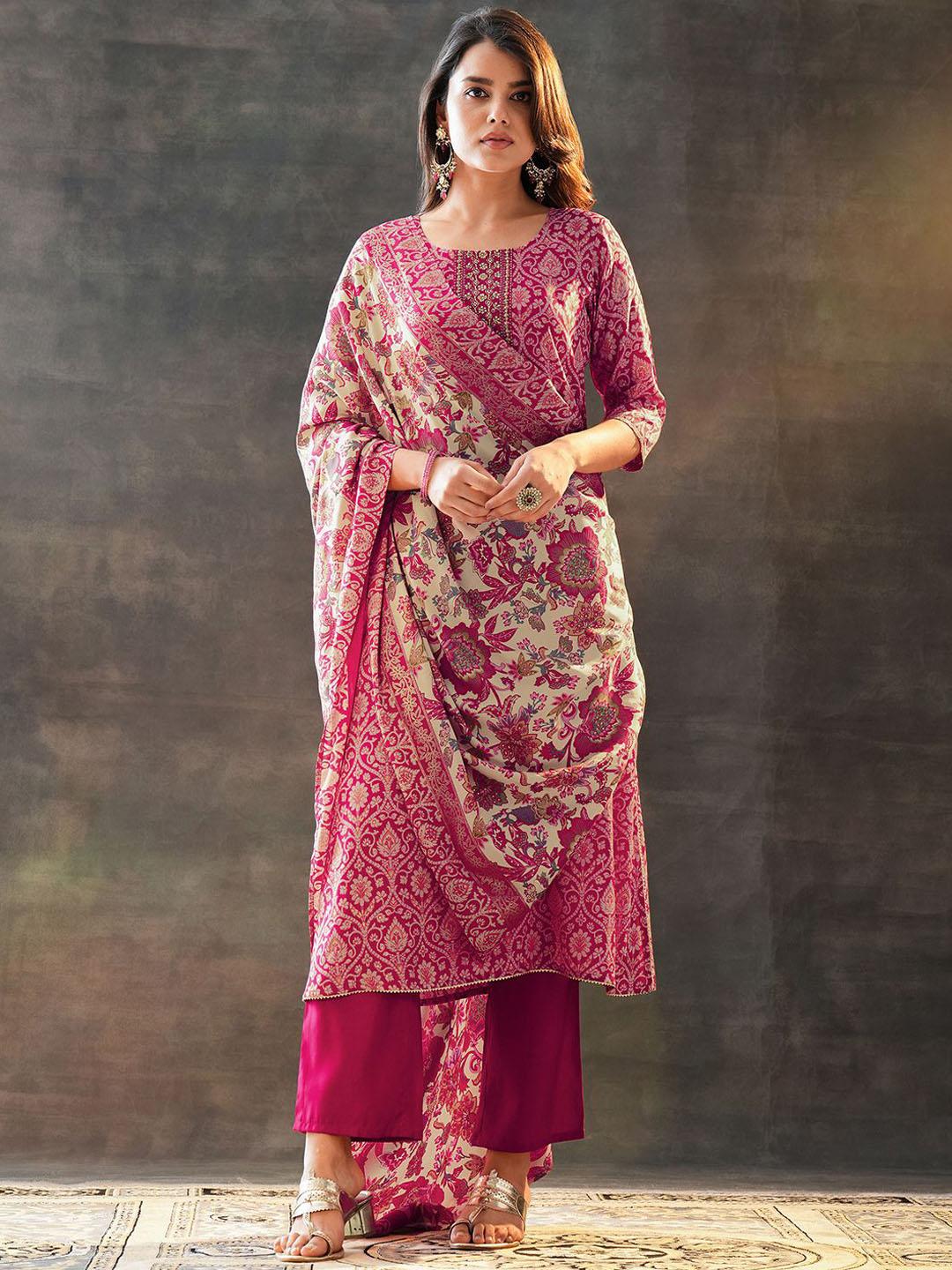 Buy Libas Women Floral Printed Regular Kurta With Trousers & Dupatta -  - Apparel for Women